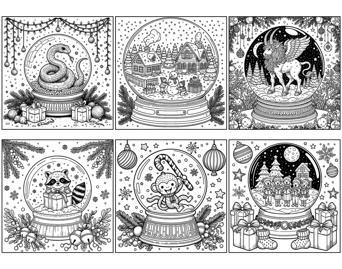 Snow globe christmas coloring pages