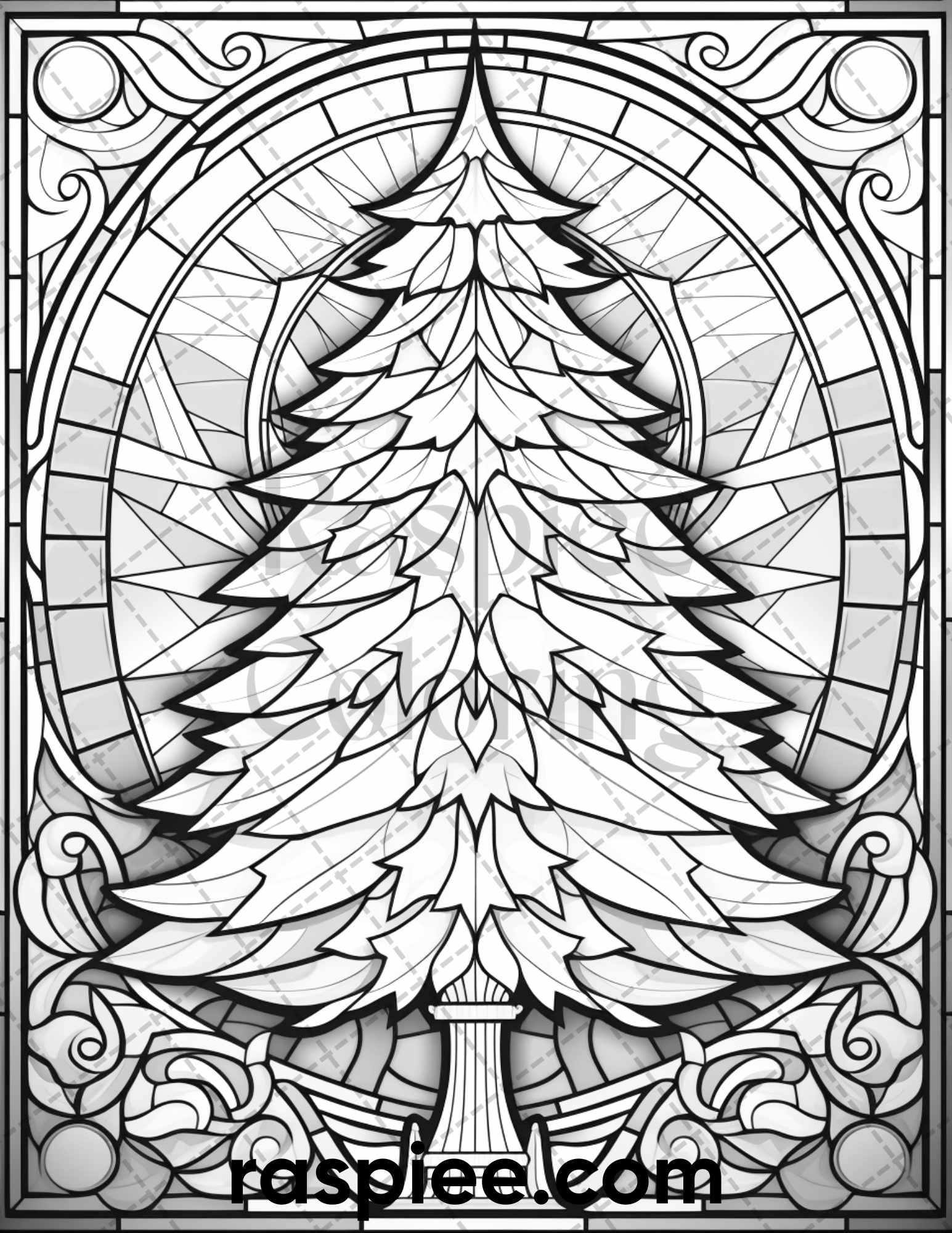 Christmas stained glass grayscale coloring pages for adults printa â coloring