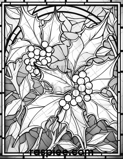Christmas stained glass grayscale coloring pages for adults printa â coloring