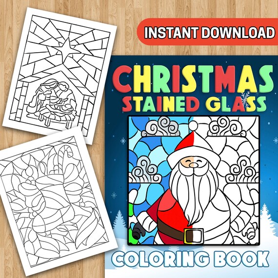 Best value christmas stained glass coloring book instant