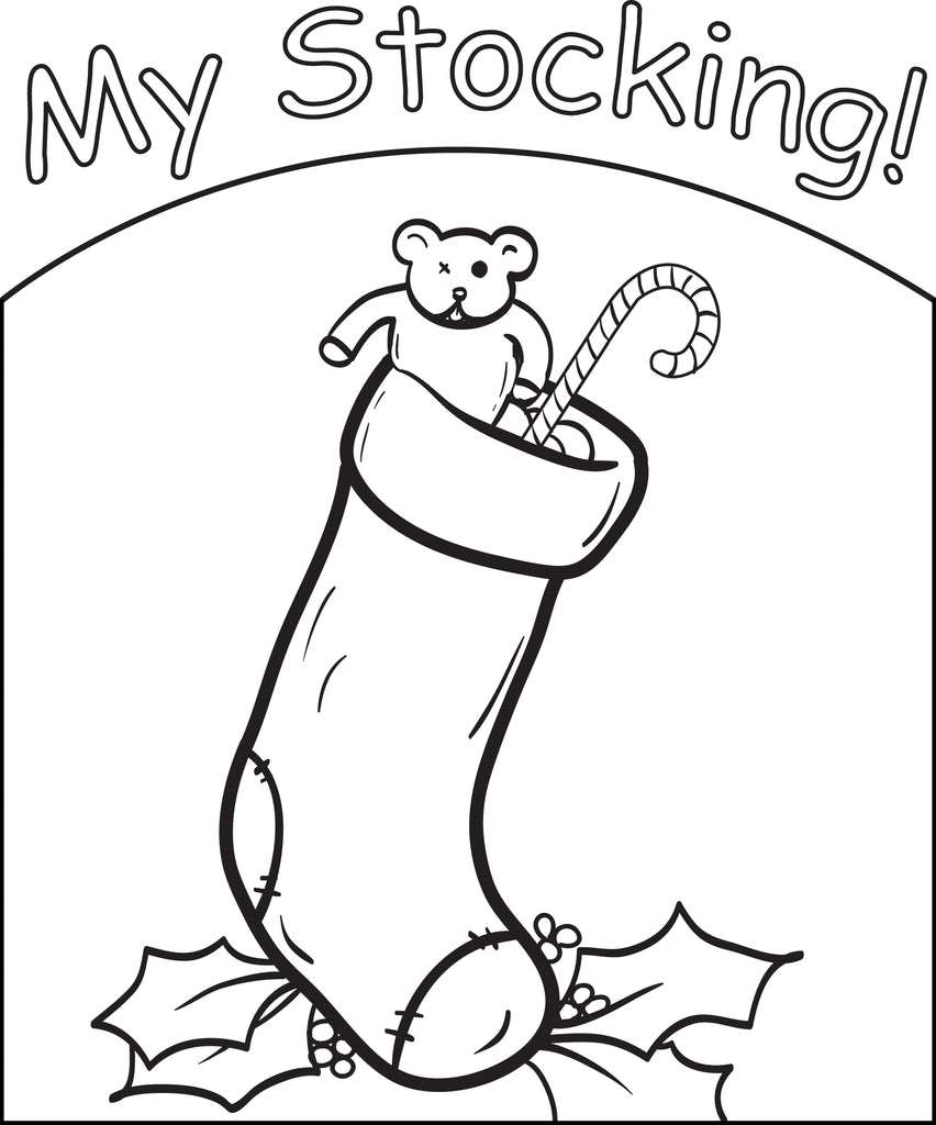 Printable christmas stocking coloring page for kids â