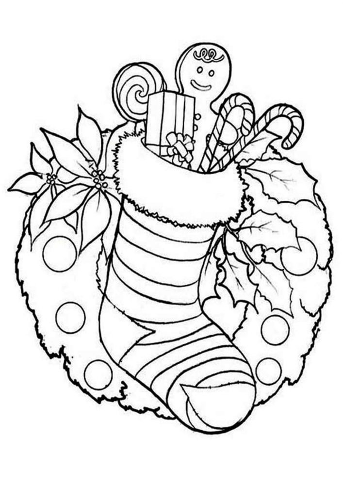 Christmas stocking coloring pages for kids