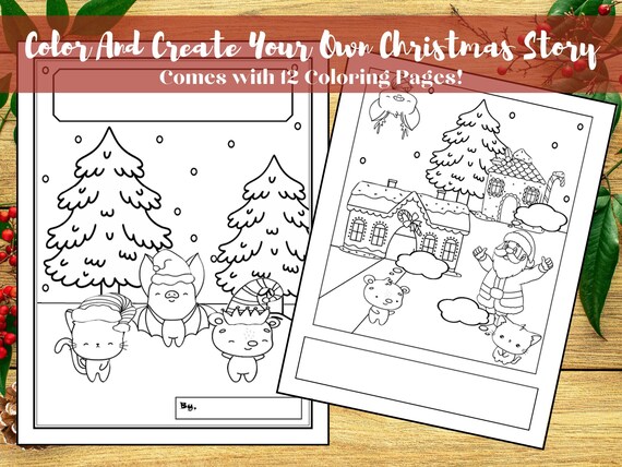 Personalized kids christmas coloring book create your own christmas story printable holiday coloring pages coloring book pdf download now