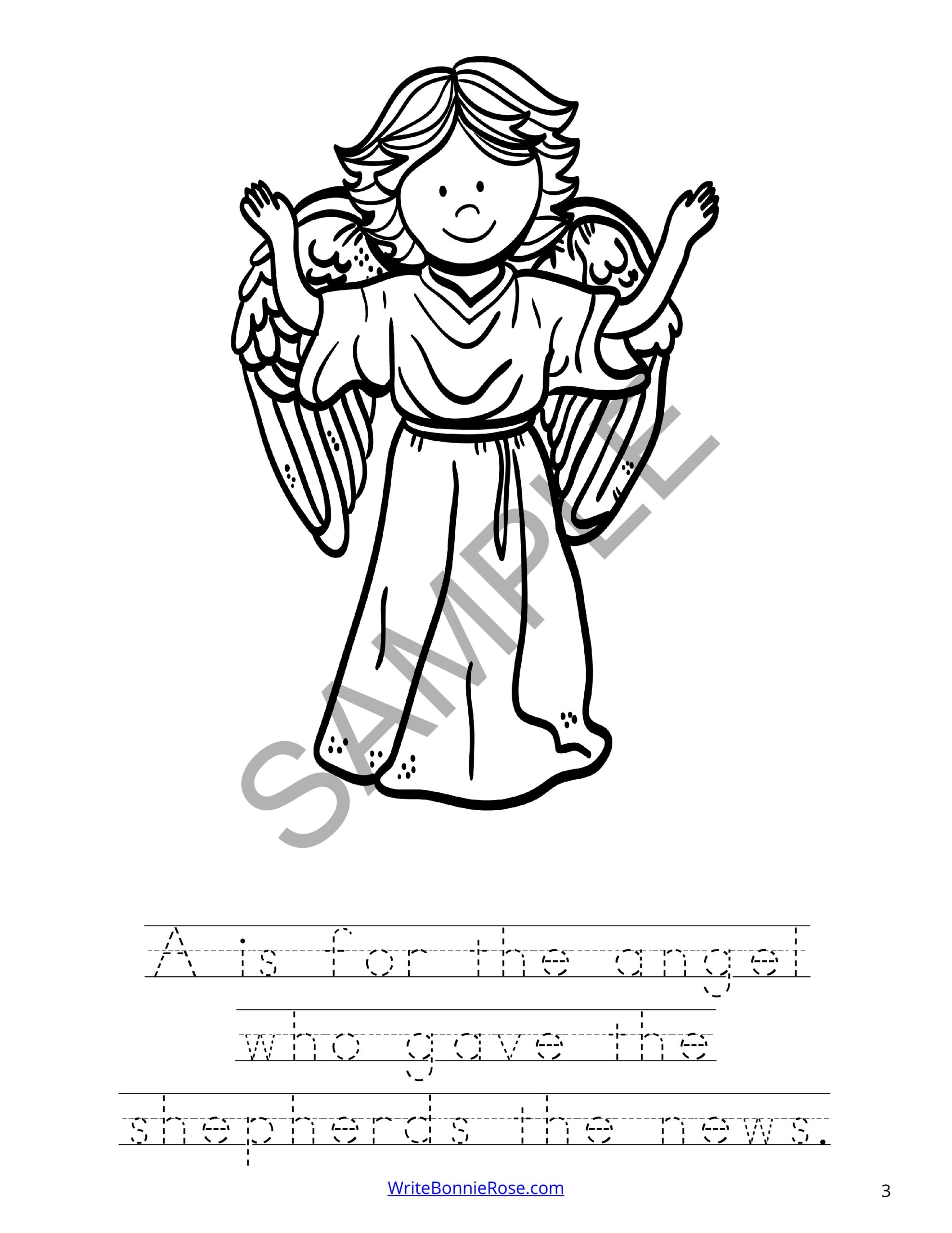 Christmas story a to z coloring book with print copywork made by teachers