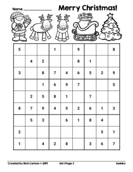 Merry christmas sudoku christmas sudoku puzzle fun black line