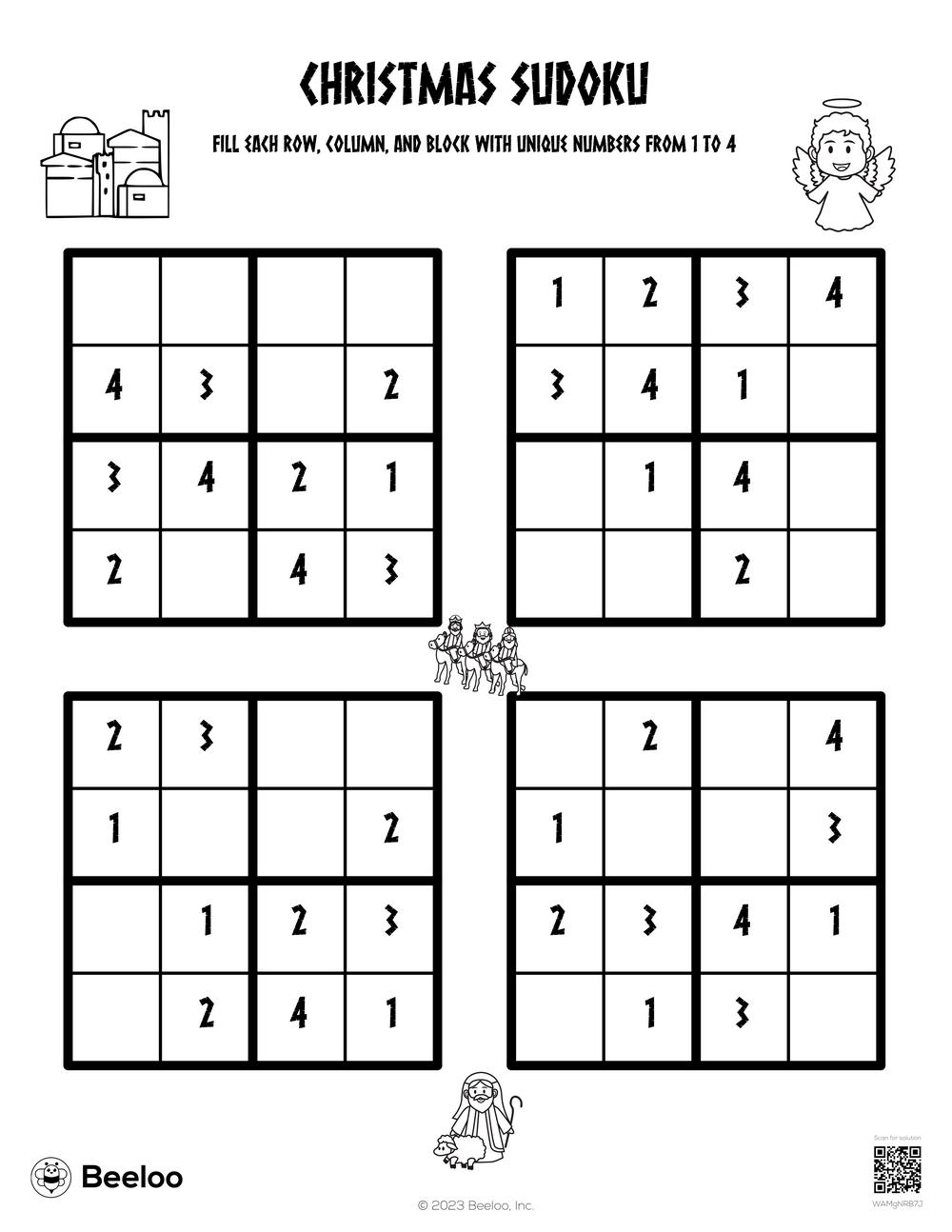 Christmas sudoku â printable crafts and activities for kids