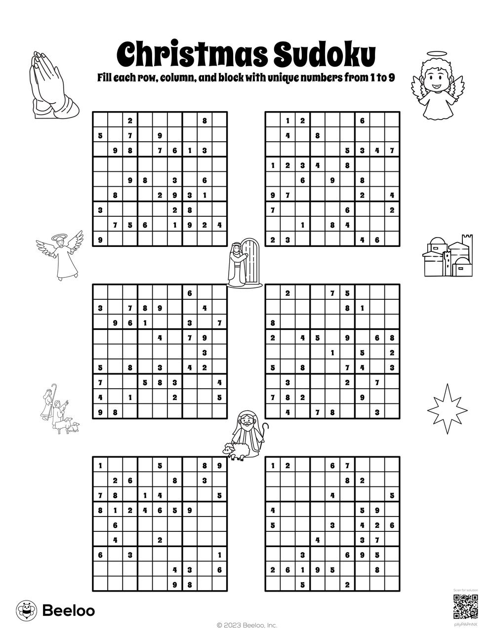 Christmas sudoku â printable crafts and activities for kids