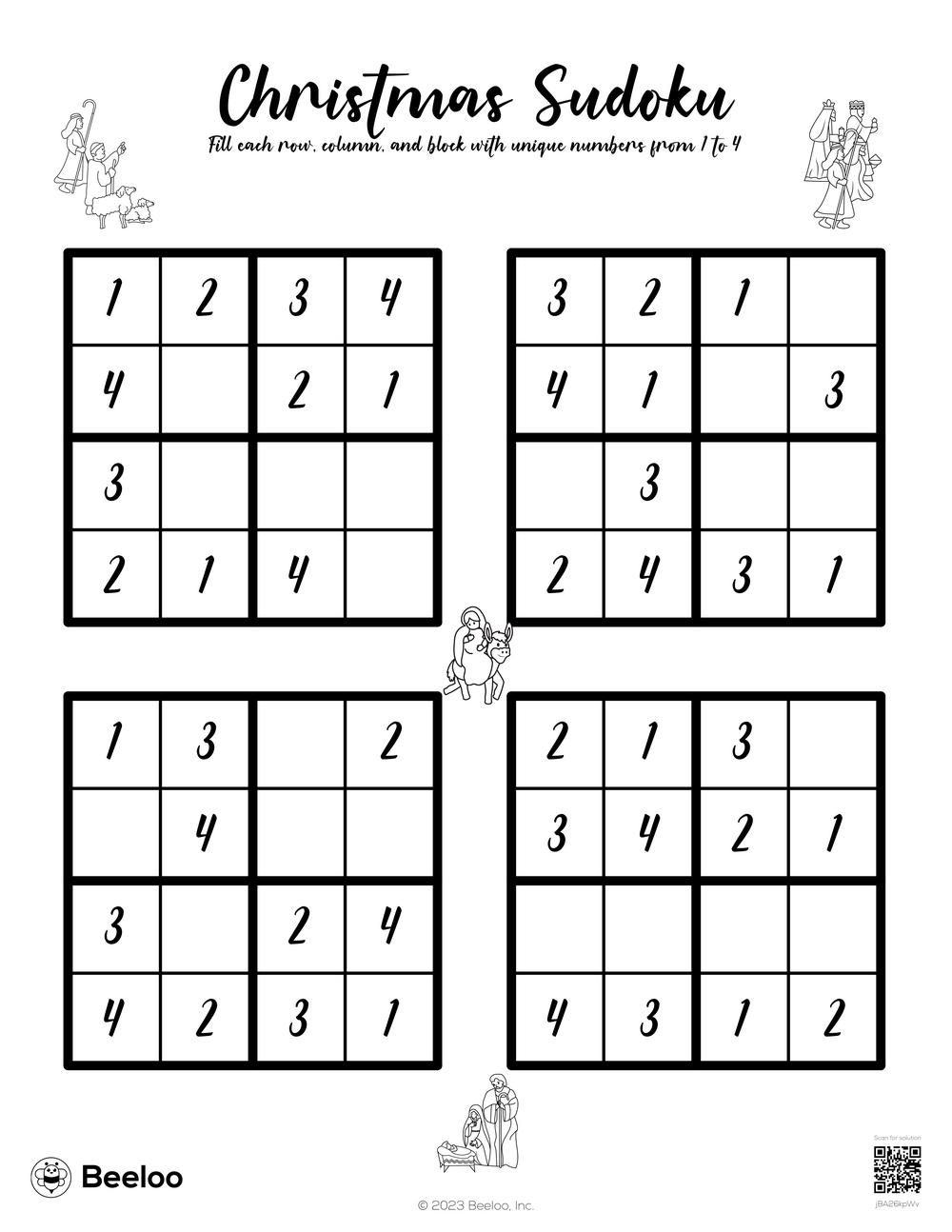 Christmas sudoku â printable crafts and activities for kids
