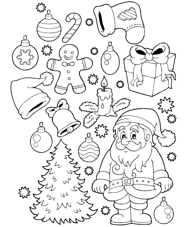 Christmas symbols to print and color