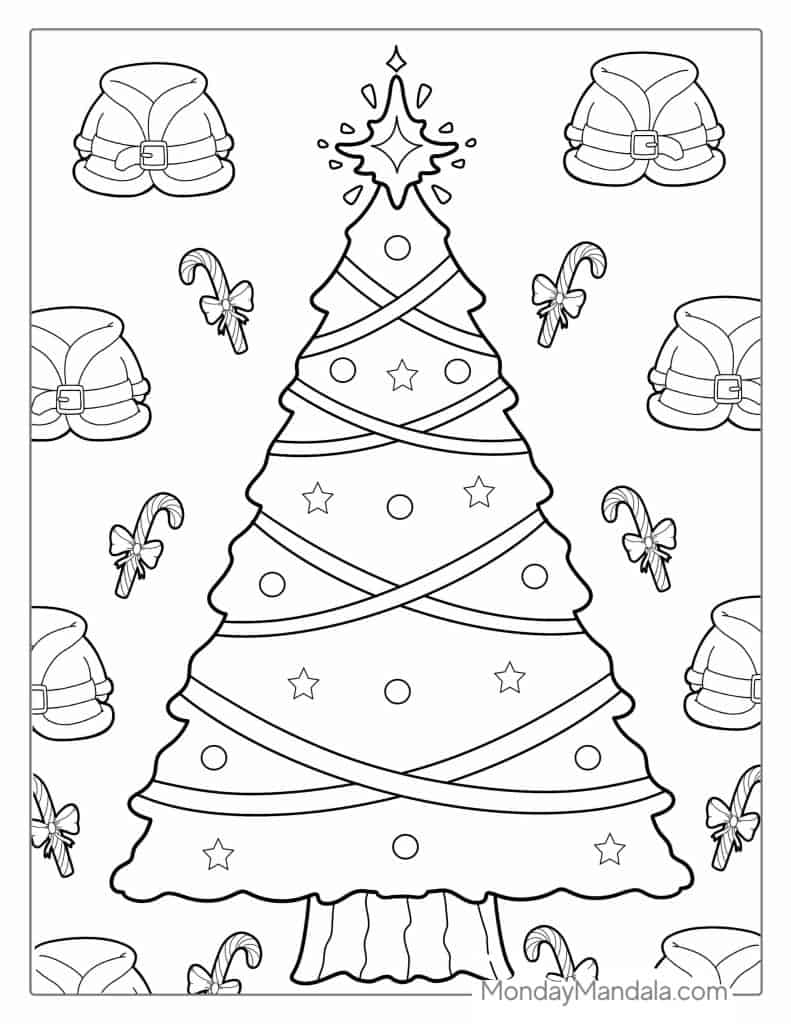 Christmas tree coloring pages free pdf printables