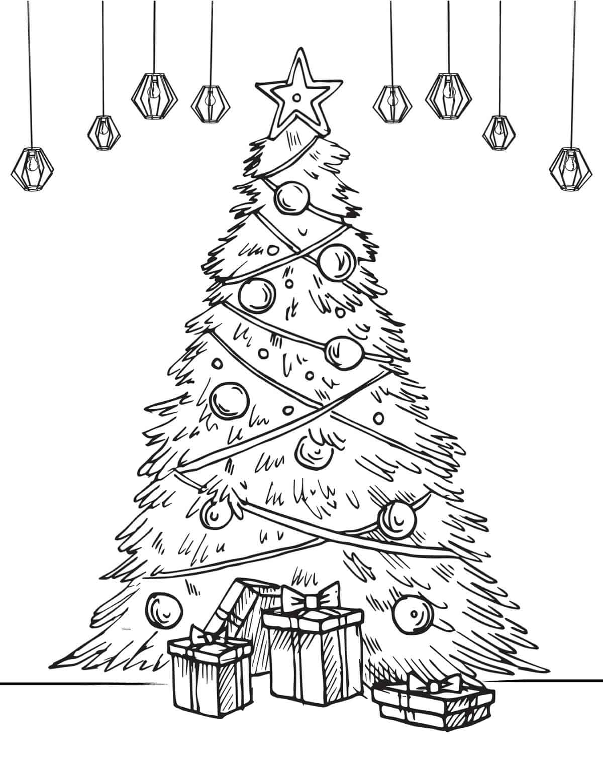 Free printable christmas tree coloring pages