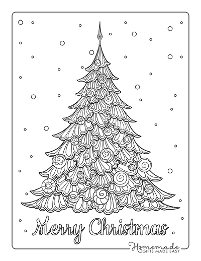 Christmas tree coloring pages for kids adults