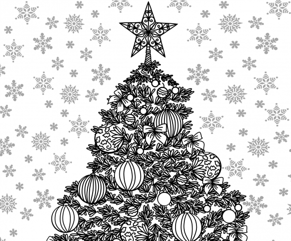 Christmas themed adult coloring sheet â