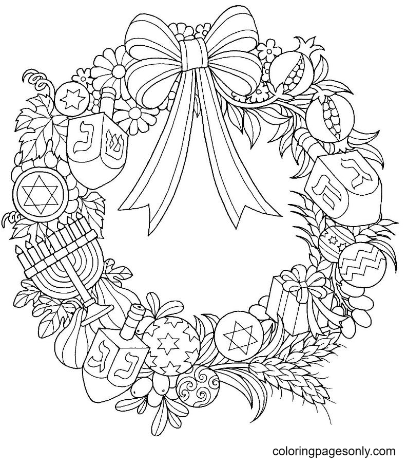Christmas wreath coloring pages printable for free download