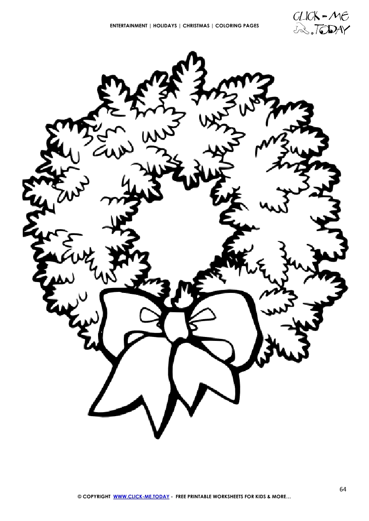 Free christmas wreath coloring page
