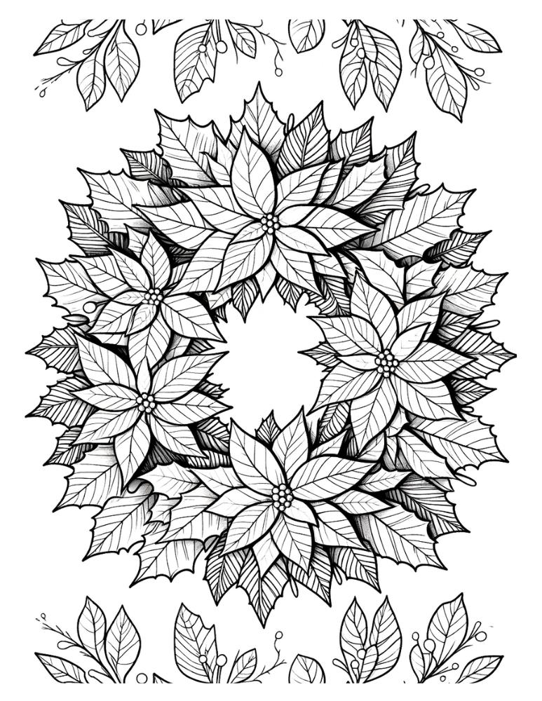 Free christmas wreath coloring pages for kids