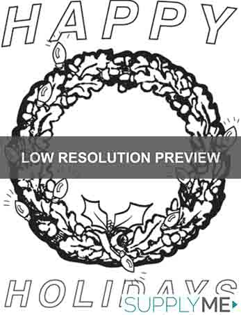 Happy holidays printable christmas wreath coloring page for kids â