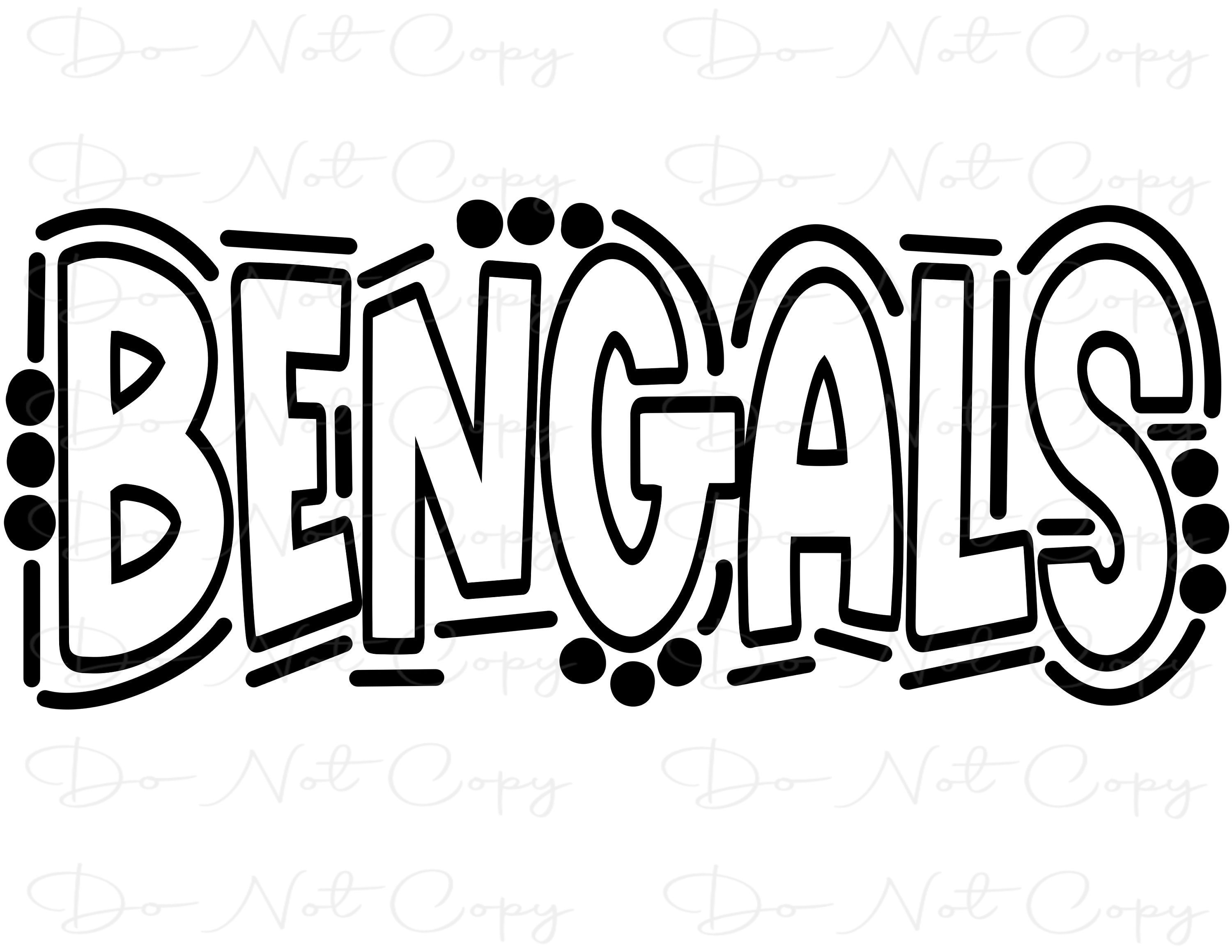 Bengals doodle letters transparent background sublimation png and svg digital artwork download now