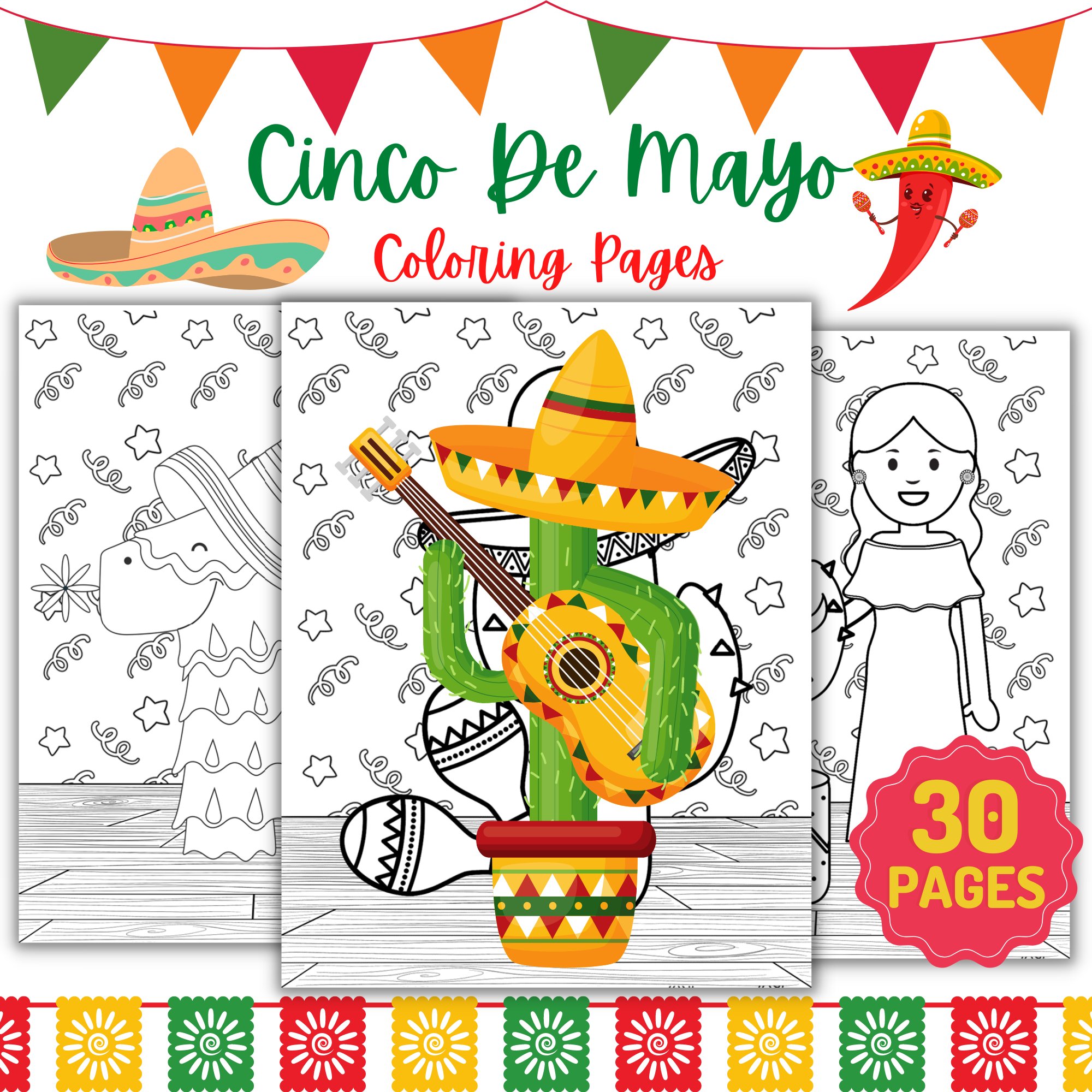 Printable cinco de mayo coloring pages sheets
