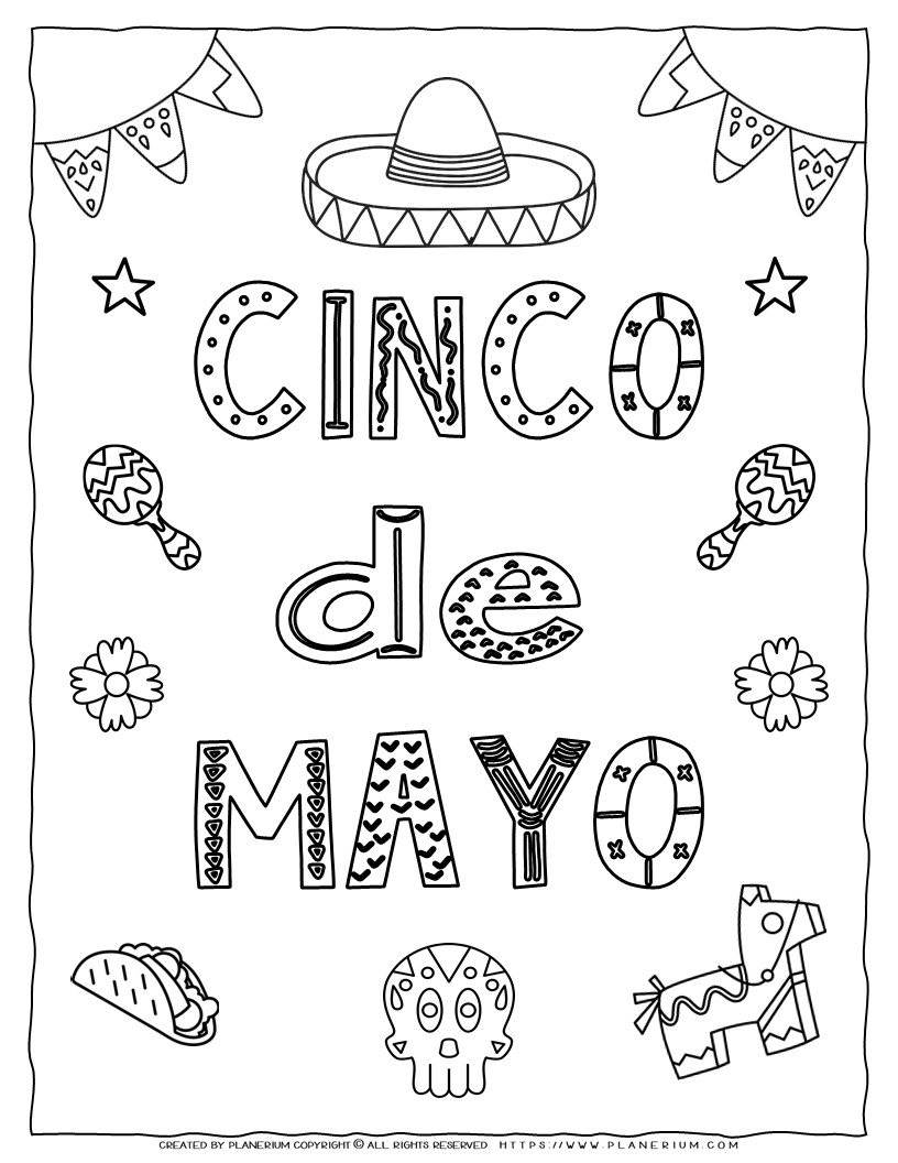 Celebrate cinco de mayo with a festive coloring page for kids