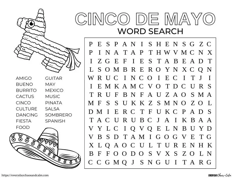 Free printable cinco de mayo word searches