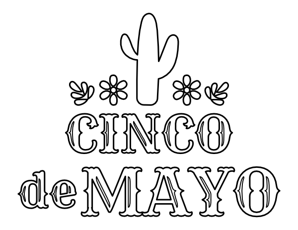 Printable cactus cinco de mayo coloring page