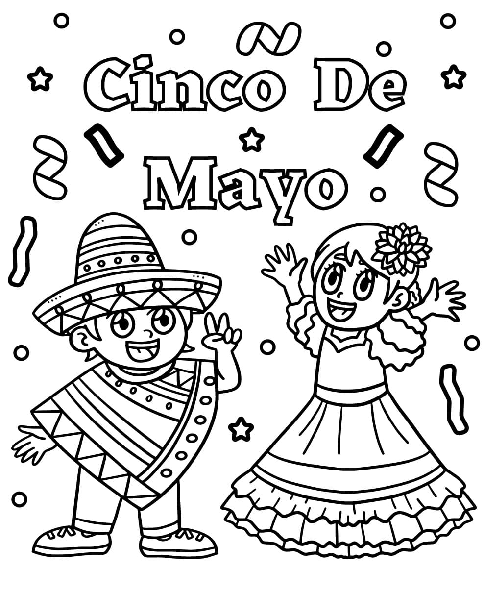 Cinco de mayo printable for kids coloring page