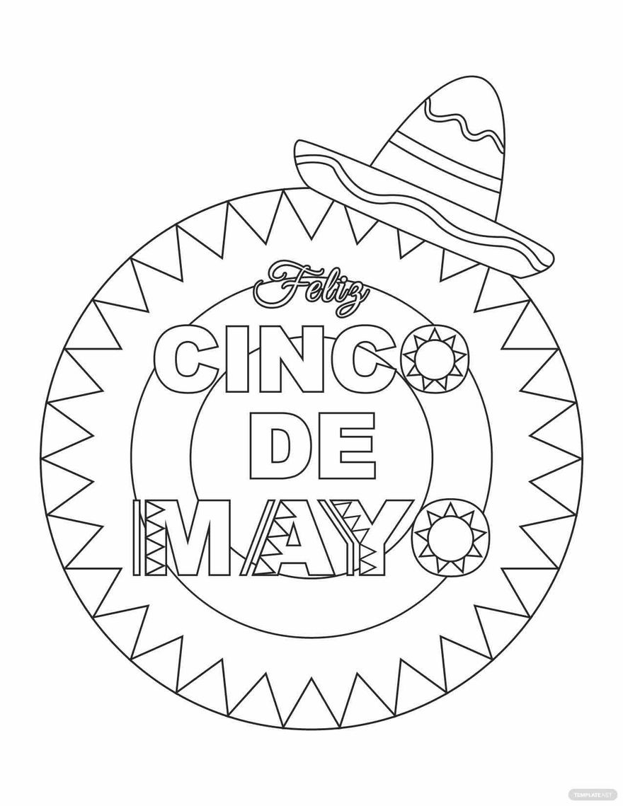 Cinco de mayo coloring page in illustrator vector image