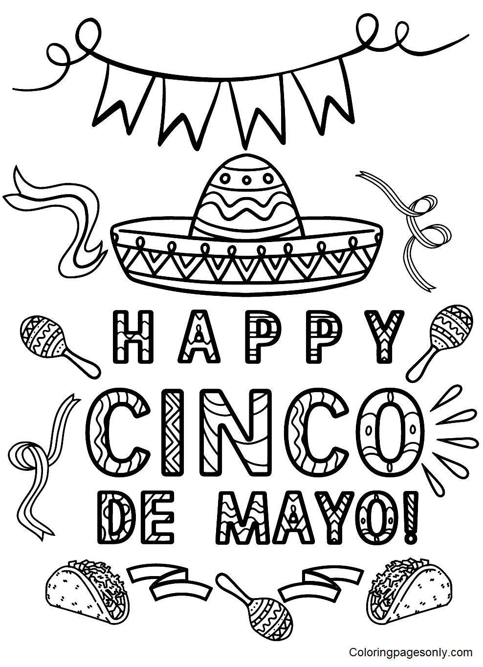 Cinco de mayo coloring pages printable for free download