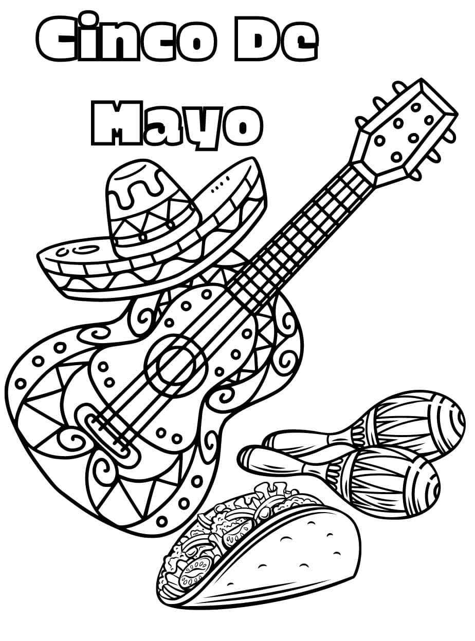 Free happy cinco de mayo coloring page