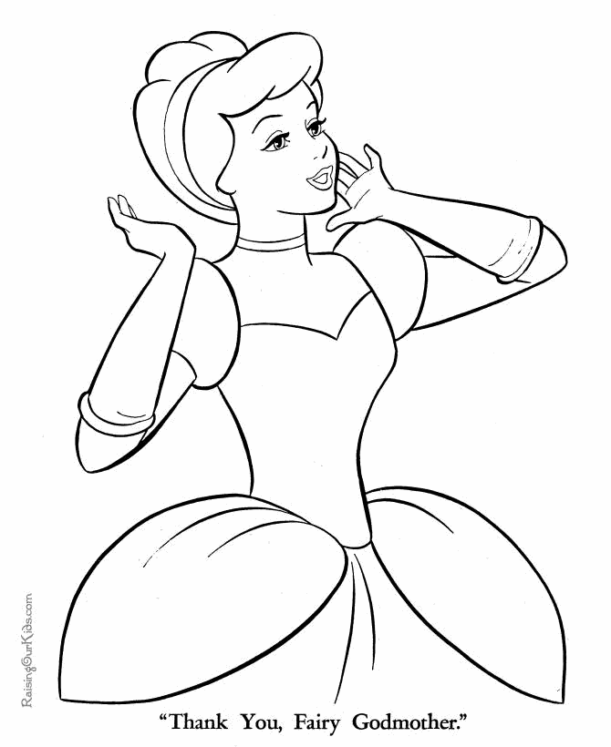 Cinderella coloring page thank you
