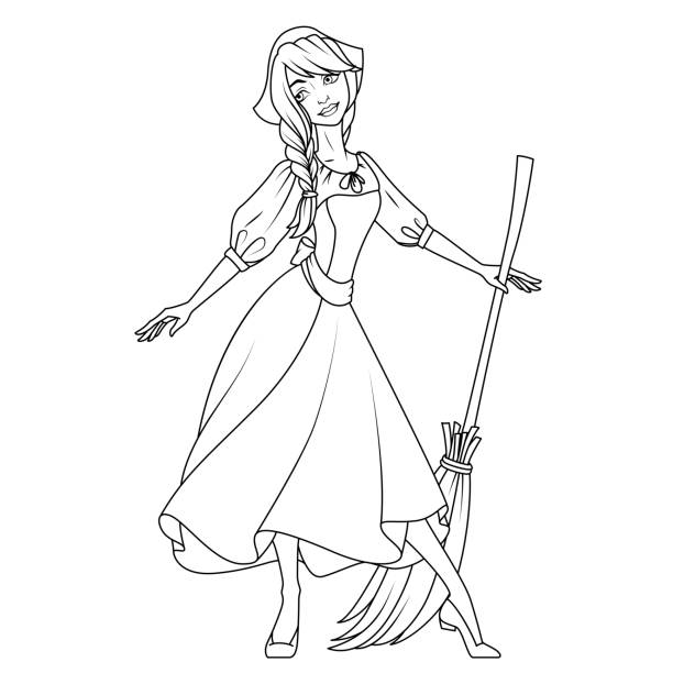 Cinderella coloring page stock illustrations royalty