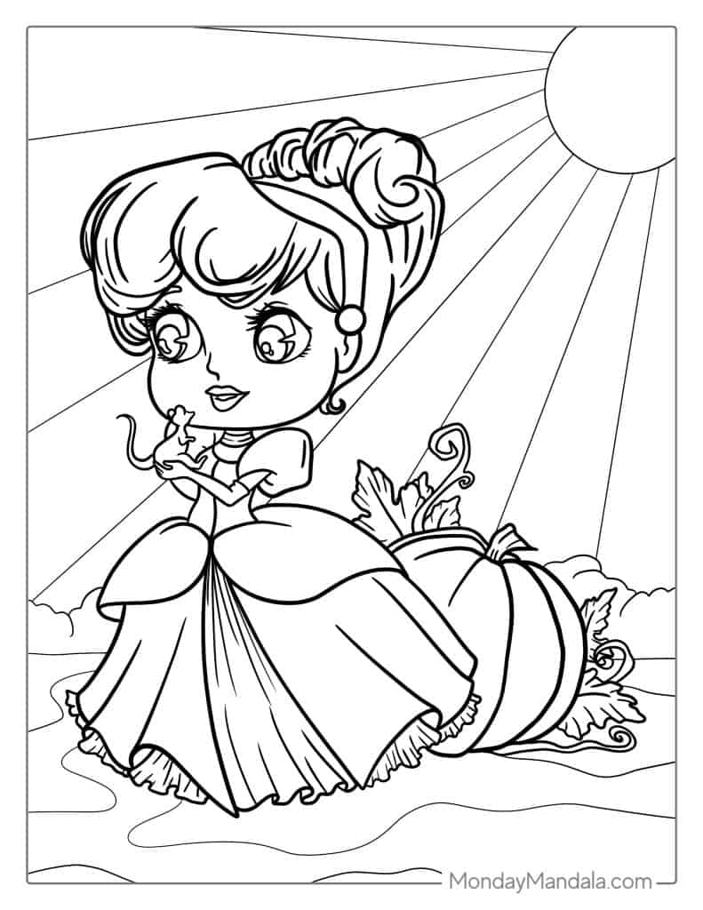 Cinderella coloring pages free pdf printables