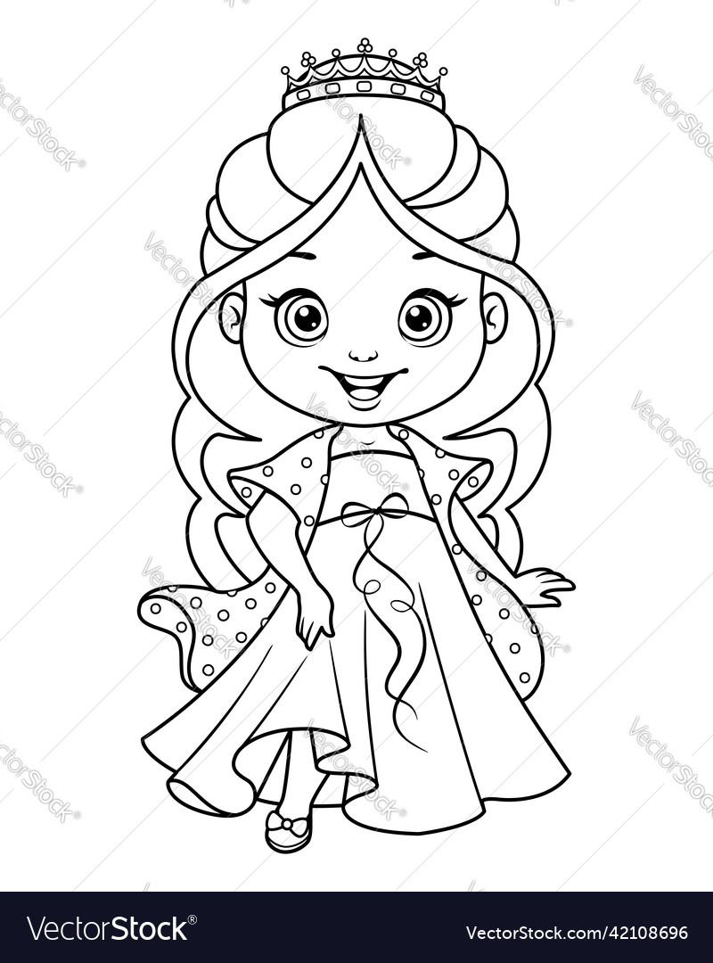 Little princess cinderella coloring page vector image