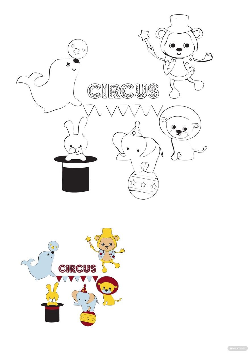 Free circus animals coloring pages