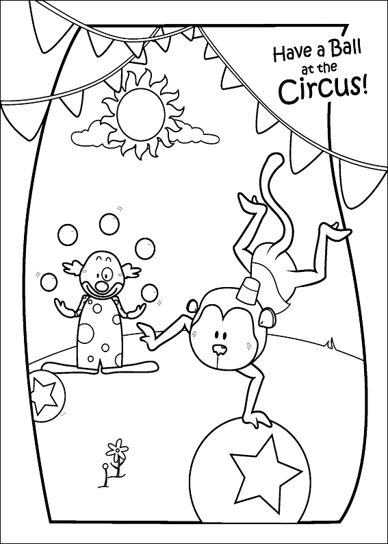 Circus clowns color page