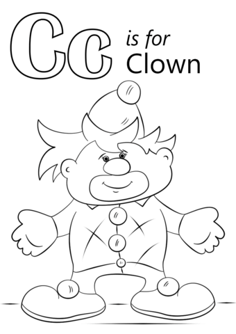 Letter c is for clown coloring page free printable coloring pages