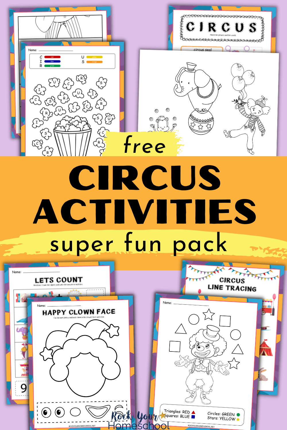 Free circus activities pack of fun coloring pages and more