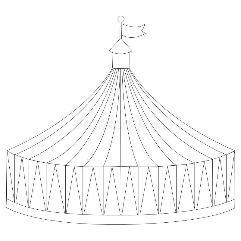 Illustration circus stripe tent isolated on white background outline element for coloring book stock illustration