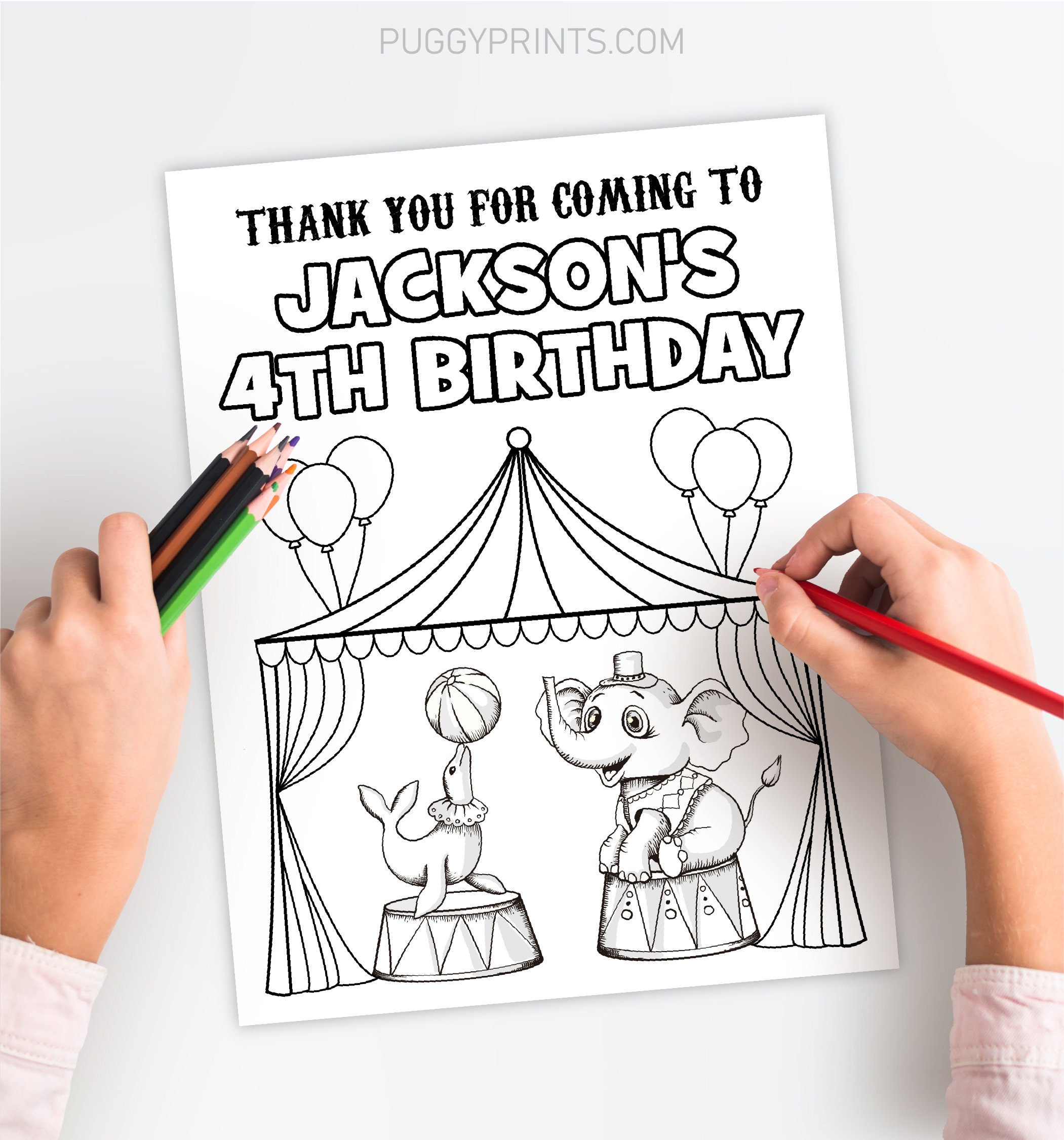 Circus birthday coloring page editable circus coloring page template printable circus birthday coloring sheet carnival birthday party cic