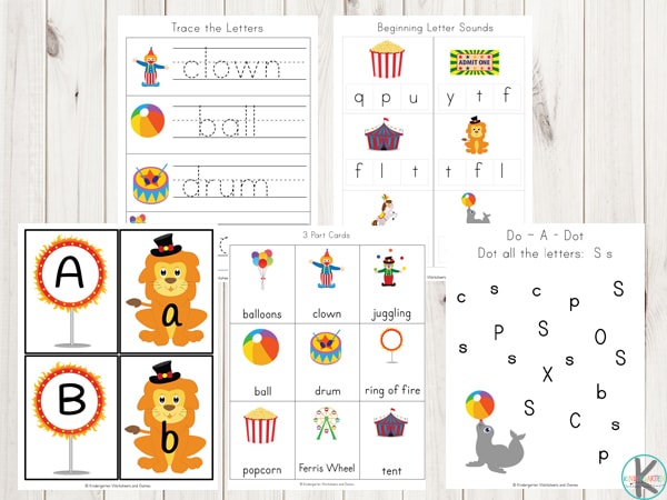 Free circus worksheets