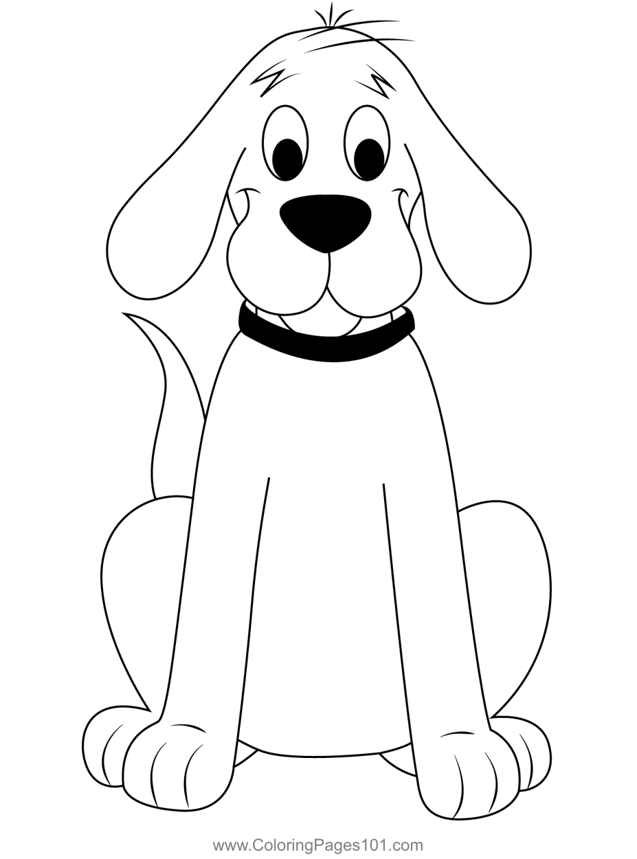 Puppy clifford sitting coloring page for kids