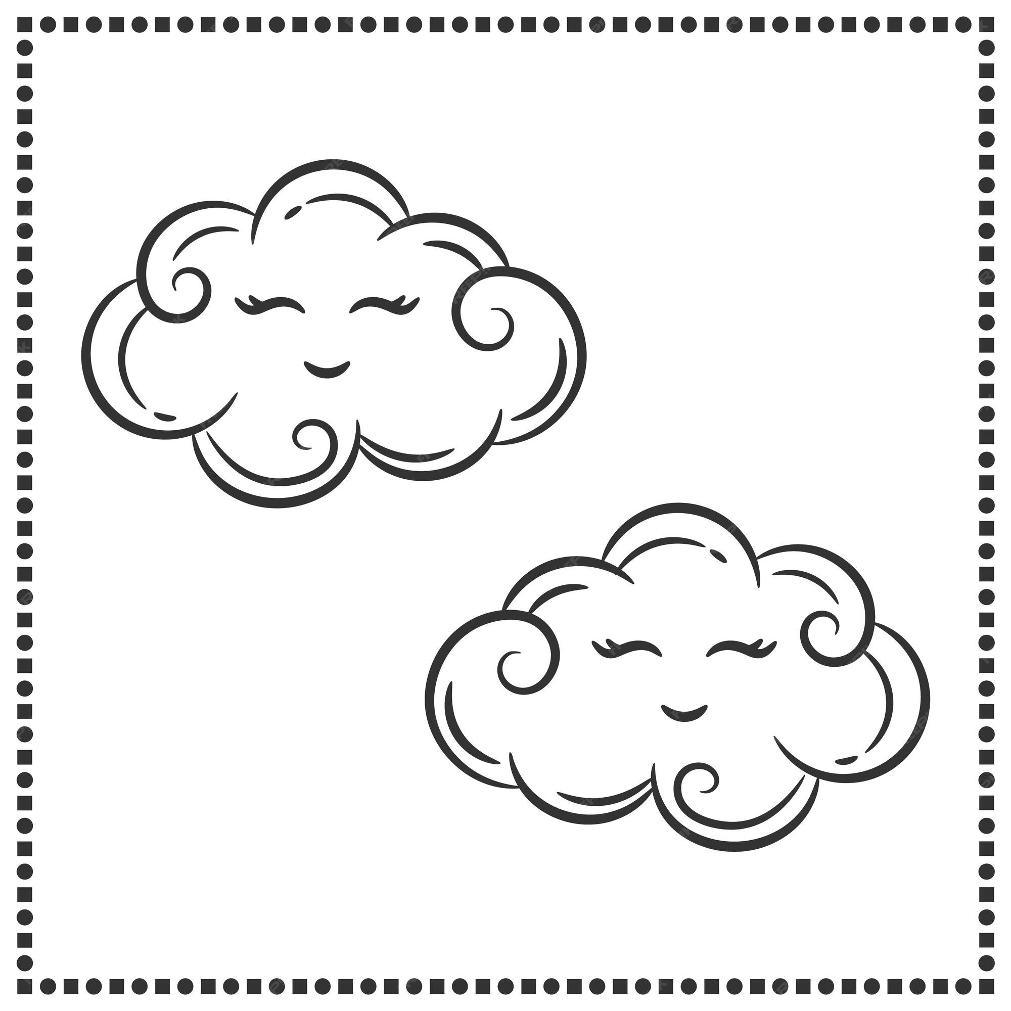 Premium vector printable cute drawing cloud sketch for coloring