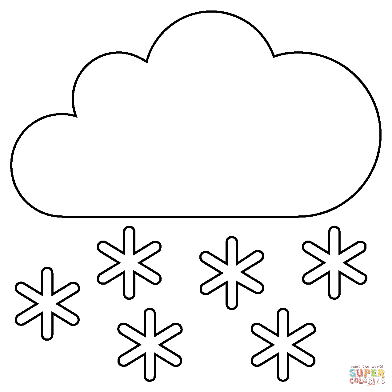 Cloud with snow emoji coloring page free printable coloring pages