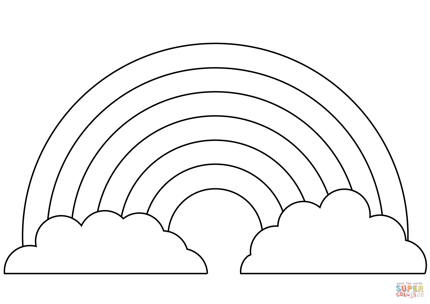 Rainbow with two clouds coloring page free printable coloring pages