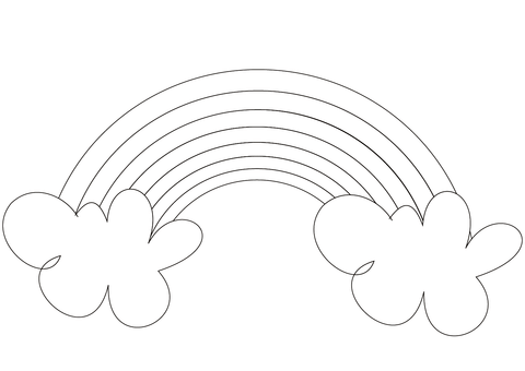 Rainbow with clouds coloring page free printable coloring pages
