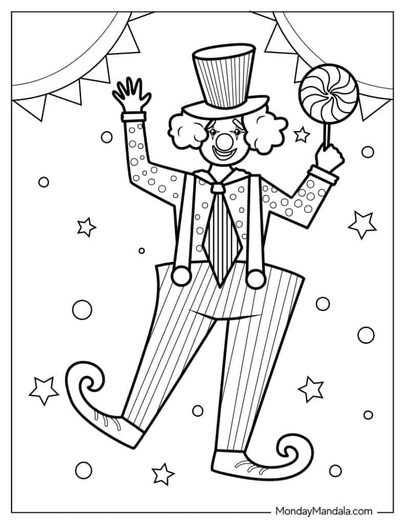 Clown coloring pages free pdf printables