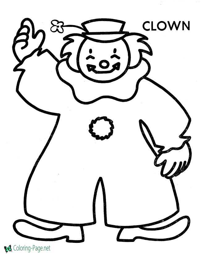Preschool coloring pages clown picture