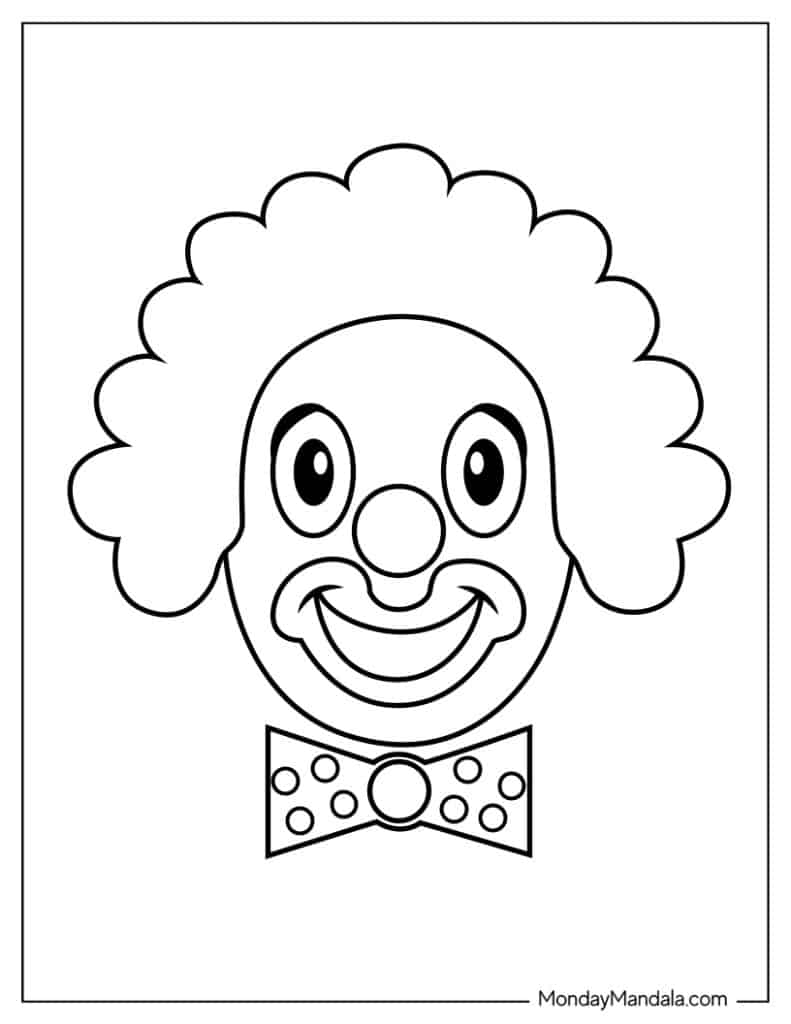 Clown coloring pages free pdf printables
