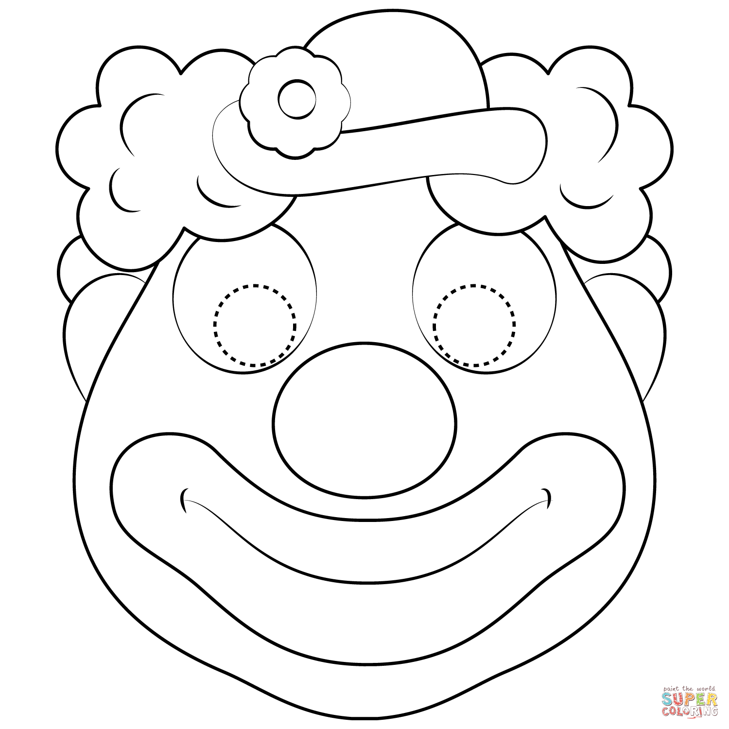 Clown mask coloring page free printable coloring pages